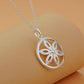 Shine Flower Silver Necklace and Earrings Set for Woman