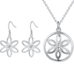 Shine Flower Silver Necklace and Earrings Set for Woman
