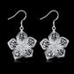 Silver Hibiscus Flower Earrings for Women