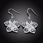 Silver Hibiscus Flower Earrings for Women