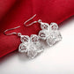 Silver Hibiscus Flower Earrings for Women