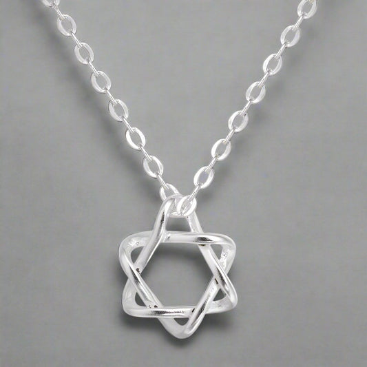 Soft Curves Star of David Necklace | Sterling Silver Unisex Jewelry