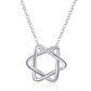Thin Curves Star of David Sterling Silver Necklace for Women or Men