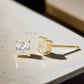 Tiara Princess Cut Simulated Diamond Solitaire Stud Earrings for Women - Platinum or 18K Gold Plated on Sterling Silver by OB