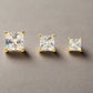 Tiara Princess Cut Simulated Diamond Solitaire Stud Earrings for Women - Platinum or 18K Gold Plated on Sterling Silver by OB