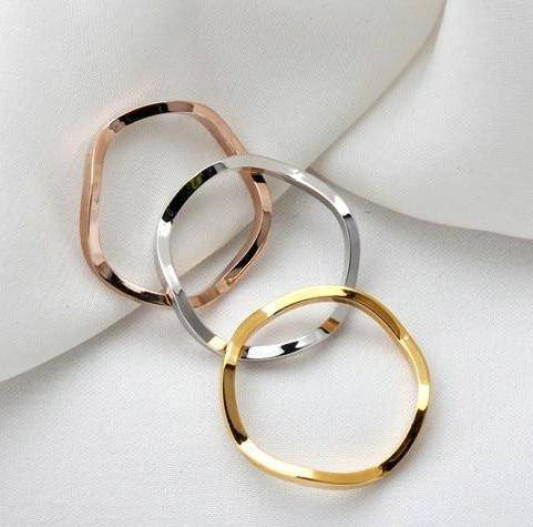 Wavy Tri-Color Stack 18K Gold Plated Everyday Rings Gold Plated for Woman