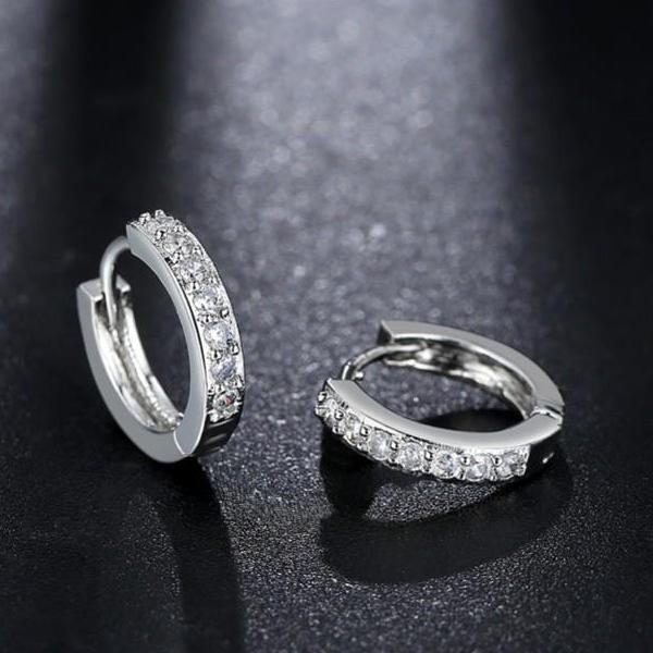 Touch of Sparkle CZ Huggie Hoop Earrings for Woman