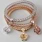 Her Majesty Tri-Color Austrian Crystal Stretch Bracelet Set