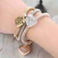 Filigree Heart Austrian Crystal Tri-Color Stretch Bracelet Set