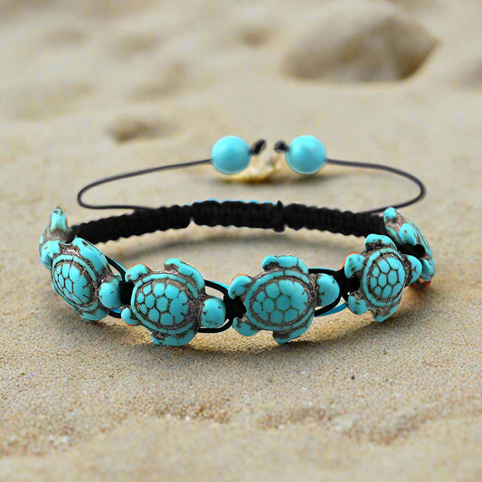 Turquoise Turtle Beaded Bracelet