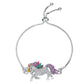 14K White Gold Plated Rainbow Crystal Unicorn Shiny And Sparkly Bracelet for Woman Special Occasion Birthday Holiday