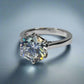 Victoria 4CT Round Cut OB Simulated Diamond Solitaire Sterling Silver Platinum Plated Ring for Woman Special Occasion Engagement