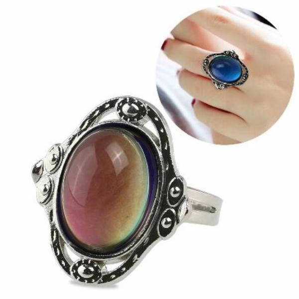 Vintage Cabochon Color Changing Adjustable Mood Ring for Women or Teen