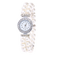 Vintage Era Pearl and Crystal Halo Stretch Elastic Watch for Woman Any Occasion Wedding Accessories