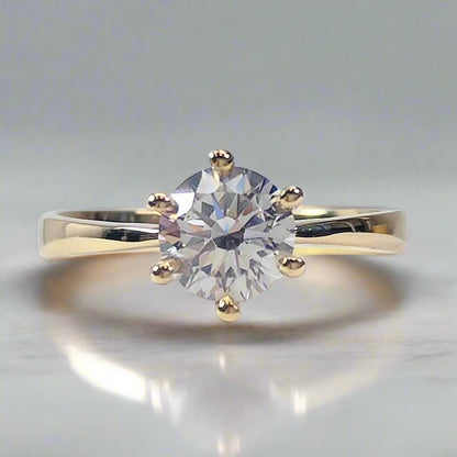 Nessa 1CT Round Simulated Diamond Solitaire 18K Yellow Gold Ring for Women