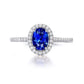 Cécile En Bleu 1.25CT Oval Petite Pavé Halo OB Simulated Diamond Ring for Women Bridal Engagement Wedding Anniversary Gift