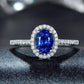 Cécile En Bleu 1.25CT Oval Petite Pavé Halo OB Simulated Diamond Ring for Women Bridal Engagement Wedding Anniversary Gift