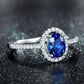 Cécile En Bleu 1.25CT Oval Petite Pavé Halo OB Simulated Diamond Ring for Women Bridal Engagement Wedding Anniversary Gift