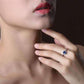 Cécile En Bleu 1.25CT Oval Petite Pavé Halo OB Simulated Diamond Ring for Women Bridal Engagement Wedding Anniversary Gift