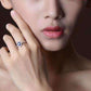 Cécile En Bleu 1.25CT Oval Petite Pavé Halo OB Simulated Diamond Ring for Women Bridal Engagement Wedding Anniversary Gift