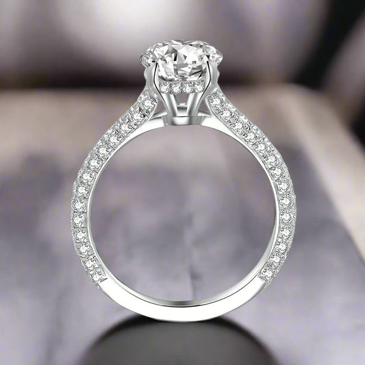 Alexandra Brilliant 2.5CT Oval Petite French Pavé Crown 14K Gold Plated over Sterling Silver OB Simulated Diamond Ring
