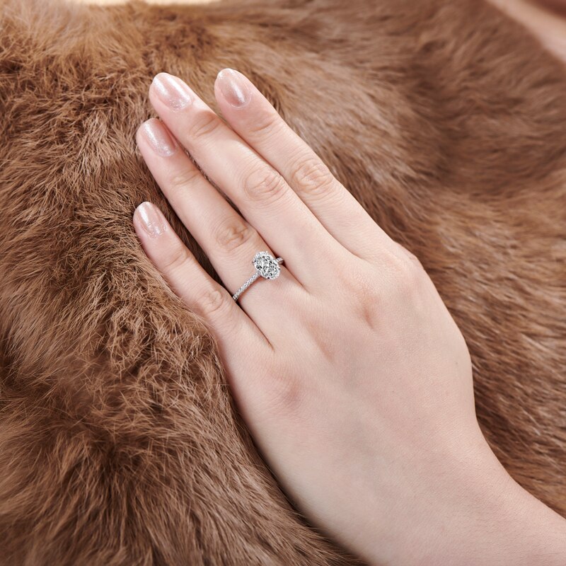 Alexandra Brilliant 2.5CT Oval Petite French Pavé Crown 14K Gold Plated over Sterling Silver OB Simulated Diamond Ring