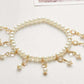 Feshionn IOBI Anklets Pearl and Crystal Drop Ankle Bracelet Accented In Silver or Gold