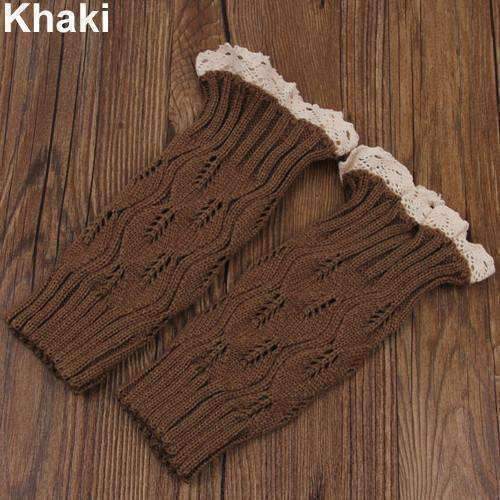 Feshionn IOBI Apparel khaki Lacey Leg Warmer Boot Knit Socks