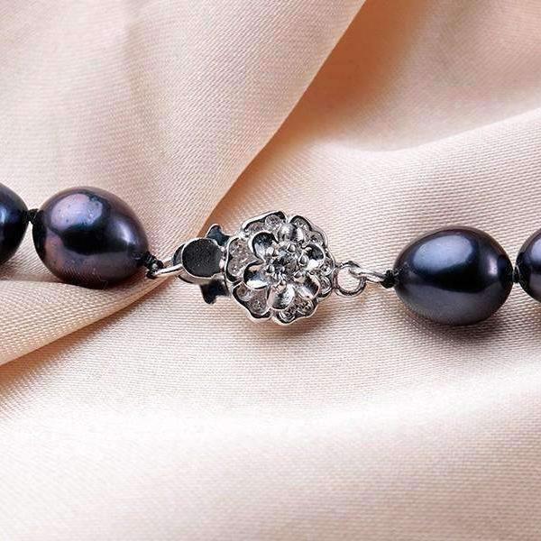 Feshionn IOBI bracelets Black Genuine Freshwater Pearl Bracelet