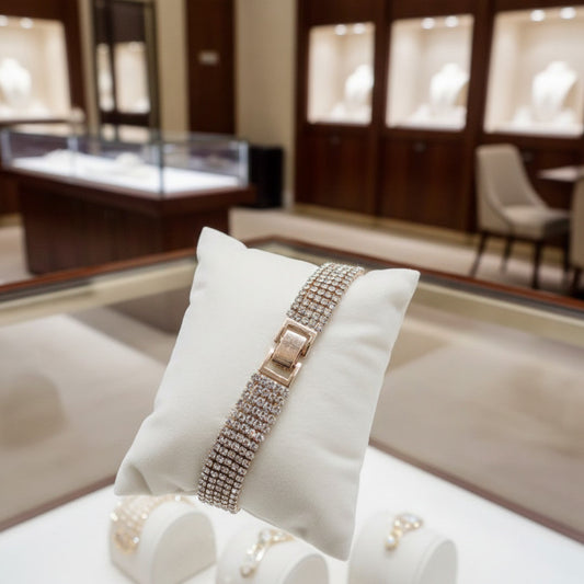 Feshionn IOBI bracelets Gold Hollywood Glam Five Strand Gold and CZ Bracelet