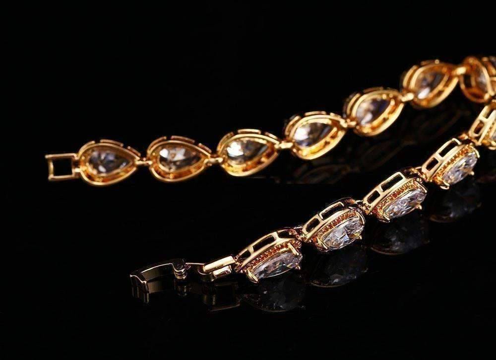 Feshionn IOBI bracelets Graceful Water Drop CZ 18k Gold Plated Bracelet