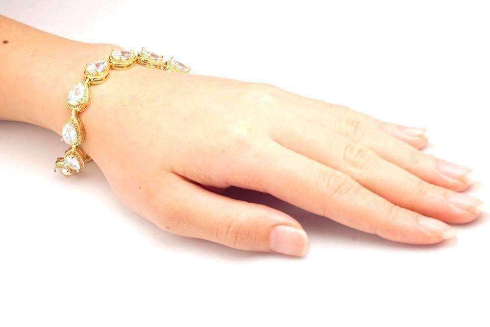 Feshionn IOBI bracelets Graceful Water Drop CZ 18k Gold Plated Bracelet