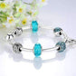 Feshionn IOBI bracelets Inspiration Aqua Glass & Crystal Hearts Silver Bangle Bracelet