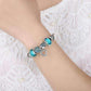 Feshionn IOBI bracelets Inspiration Aqua Glass & Crystal Hearts Silver Bangle Bracelet