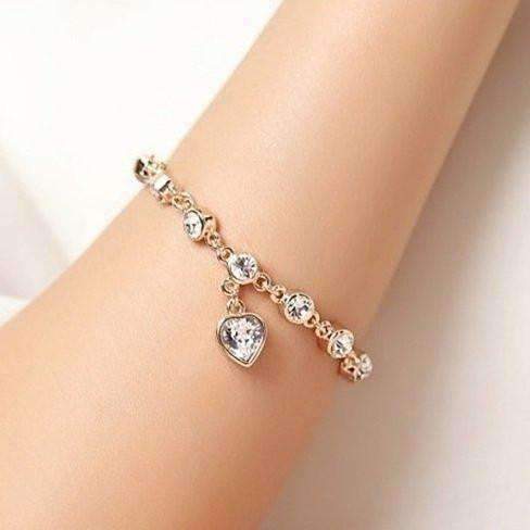 Feshionn IOBI bracelets Linked Forever Crystal Heart Charm Bracelet - Choose Your Color