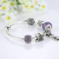 Feshionn IOBI bracelets "Meadow" Purple Butterfly & Hearts Silver Bangle Bracelet
