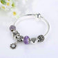Feshionn IOBI bracelets "Meadow" Purple Butterfly & Hearts Silver Bangle Bracelet