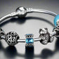 Feshionn IOBI bracelets ON SALE - Beary Cute Aqua Crystal & Hearts Silver Bangle Bracelet