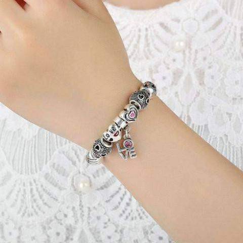 Feshionn IOBI bracelets ON SALE - True Love Heart Charm Bead Collection Silver Bangle Bracelet