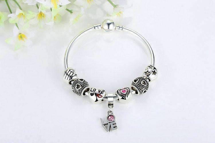 Feshionn IOBI bracelets ON SALE - True Love Heart Charm Bead Collection Silver Bangle Bracelet