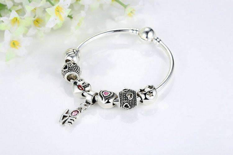 Feshionn IOBI bracelets ON SALE - True Love Heart Charm Bead Collection Silver Bangle Bracelet