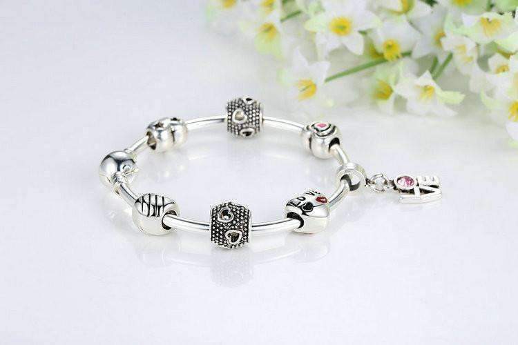 Feshionn IOBI bracelets ON SALE - True Love Heart Charm Bead Collection Silver Bangle Bracelet