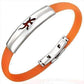 Feshionn IOBI bracelets Orange Band Silicone Bracelet with Stainless Steel Cut Out Designs ~ Choose Your Design