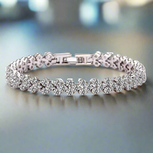 Feshionn IOBI bracelets Platinum Mosaic 90 Swiss CZ Diamonds Tennis Bracelet In Three Colors