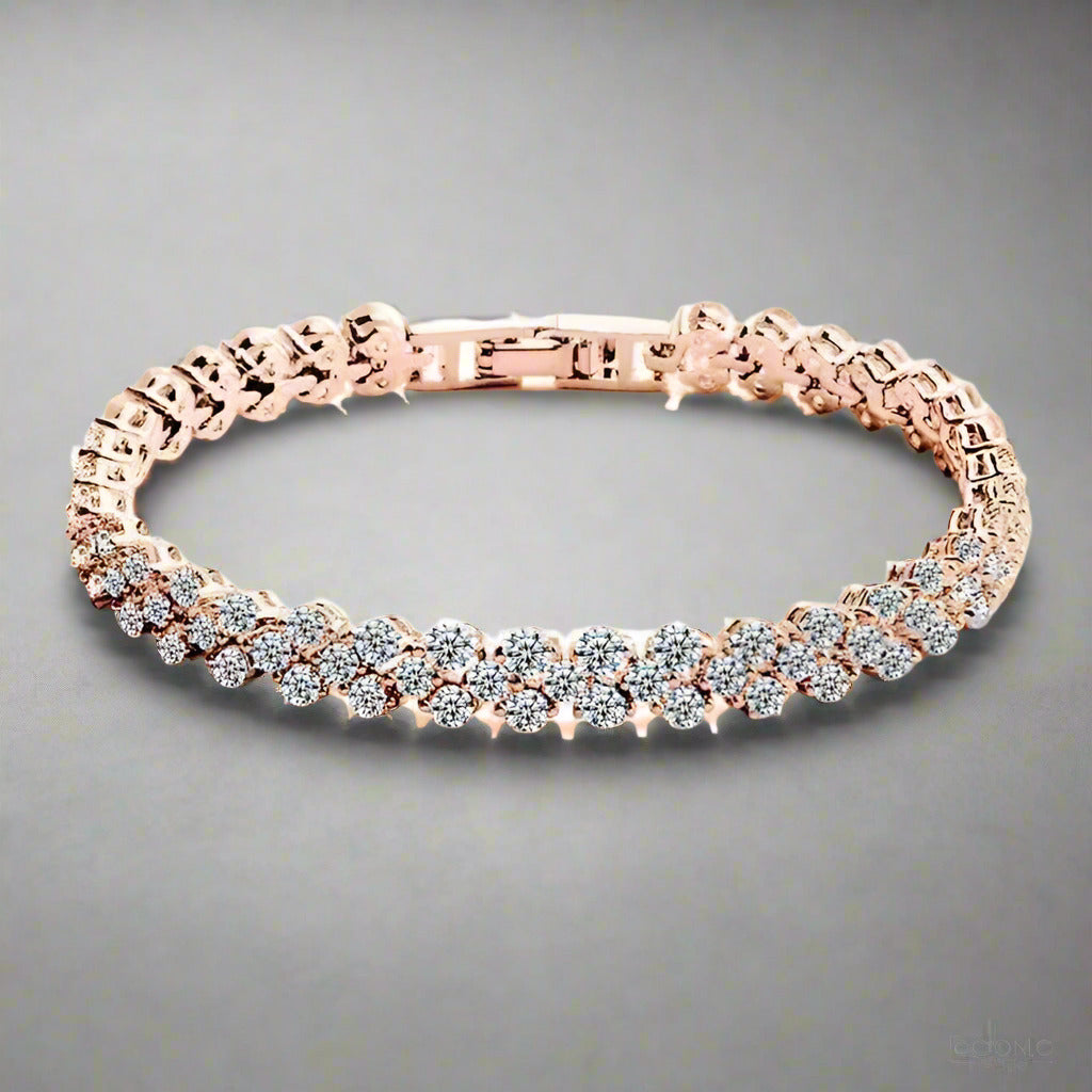 Feshionn IOBI bracelets Rose Gold Mosaic 90 Swiss CZ Diamonds Tennis Bracelet In Three Colors