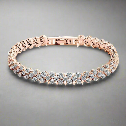 Feshionn IOBI bracelets Rose Gold Mosaic 90 Swiss CZ Diamonds Tennis Bracelet In Three Colors