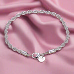 Diamond Cut Rope Chain 4mm Silver Bracelet for Woman any Occasion