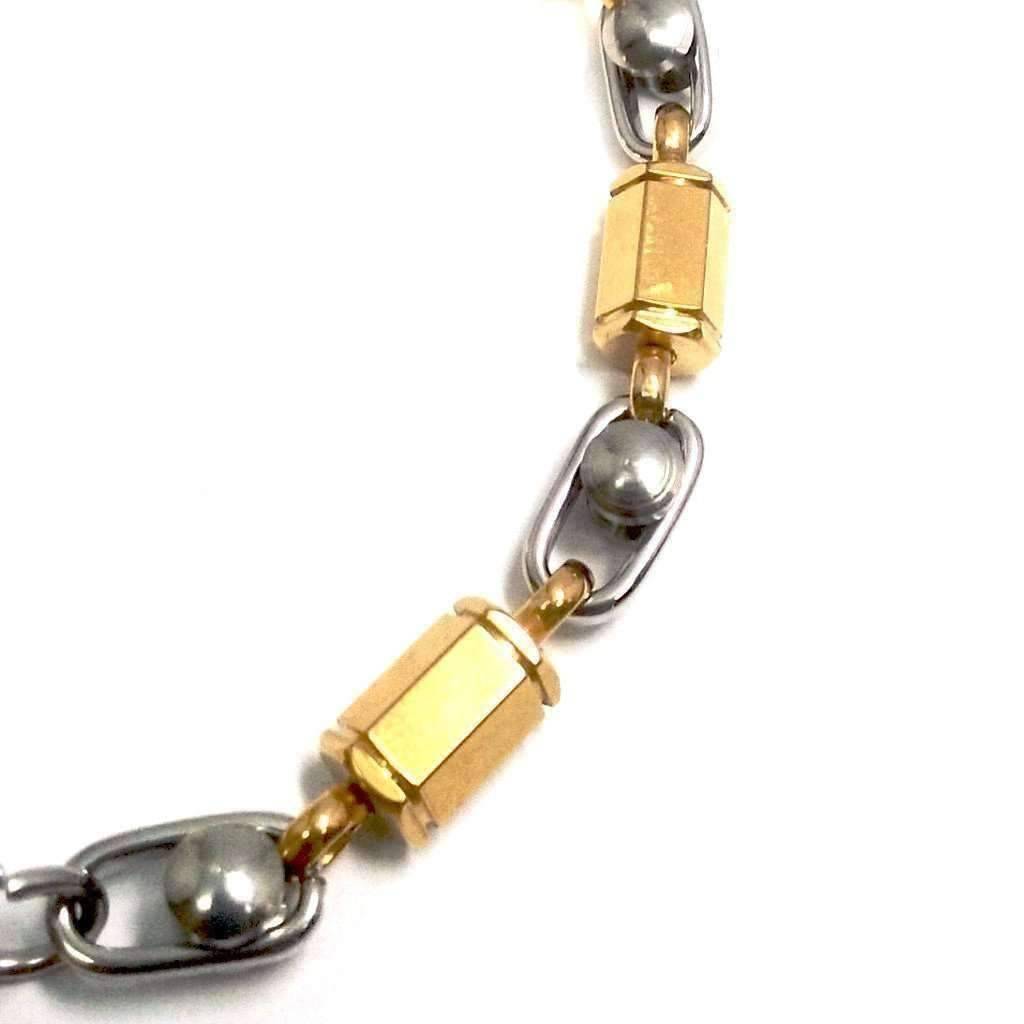Feshionn IOBI bracelets Spike Shifting Coil Link Two Tone Stainless Steel Bracelet