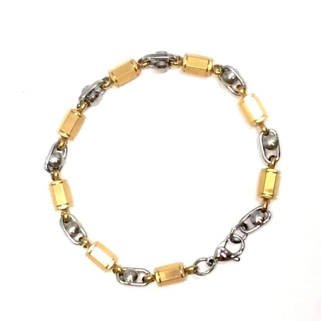 Feshionn IOBI bracelets Spike Shifting Coil Link Two Tone Stainless Steel Bracelet