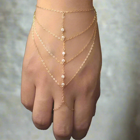 Feshionn IOBI bracelets Yellow Gold Sparkly Chains Body Jewelry Bracelet